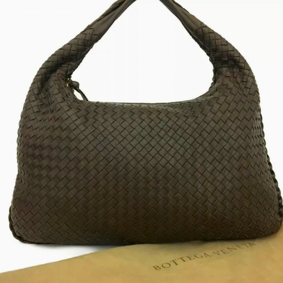 Brown Hop Intrecciato-leather shoulder bag